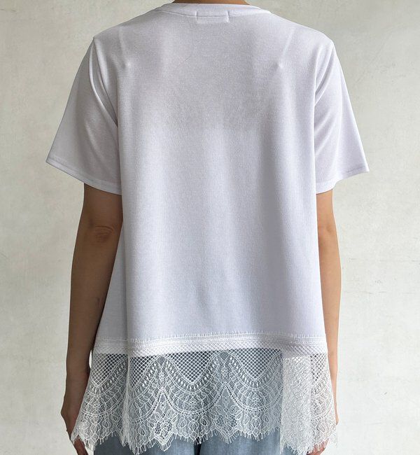  「【WEB限定】裾レース半袖トップス」|Tシャツ・カットソー|