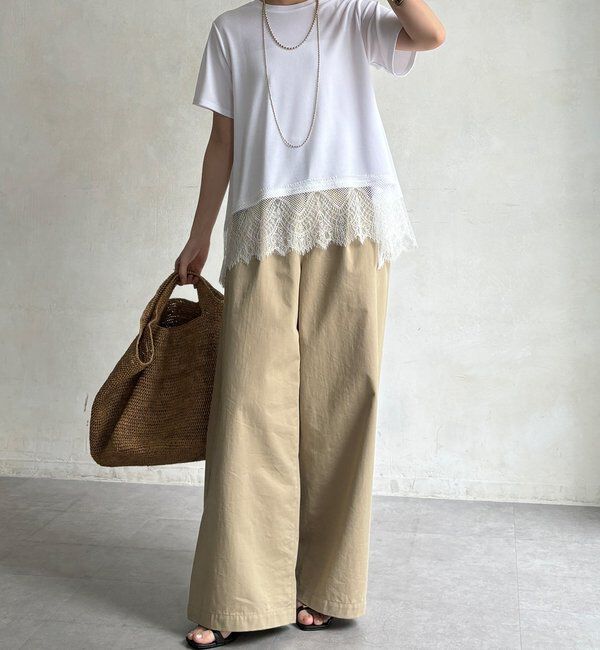  「【WEB限定】裾レース半袖トップス」|Tシャツ・カットソー|