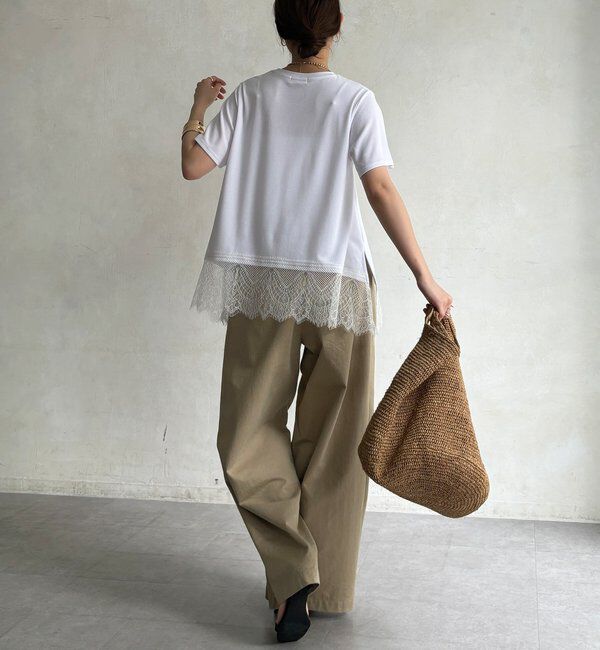  「【WEB限定】裾レース半袖トップス」|Tシャツ・カットソー|