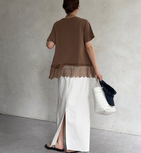  「【WEB限定】裾レース半袖トップス」|Tシャツ・カットソー|