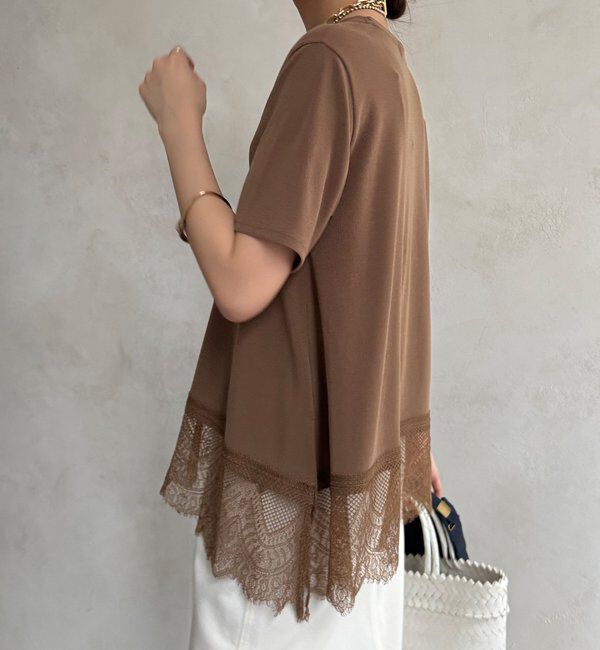  「【WEB限定】裾レース半袖トップス」|Tシャツ・カットソー|