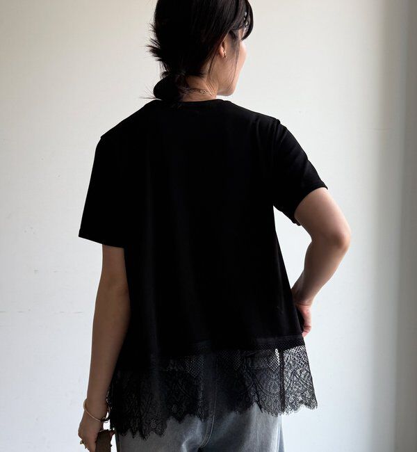  「【WEB限定】裾レース半袖トップス」|Tシャツ・カットソー|