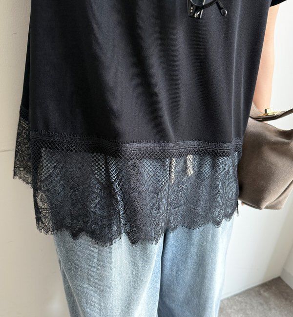  「【WEB限定】裾レース半袖トップス」|Tシャツ・カットソー|