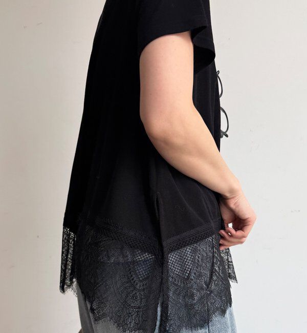  「【WEB限定】裾レース半袖トップス」|Tシャツ・カットソー|