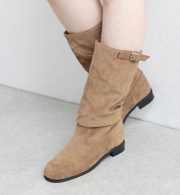  「【レザー&スエード/インソール】ルーズエンジニアブーツ」|ロングブーツ|