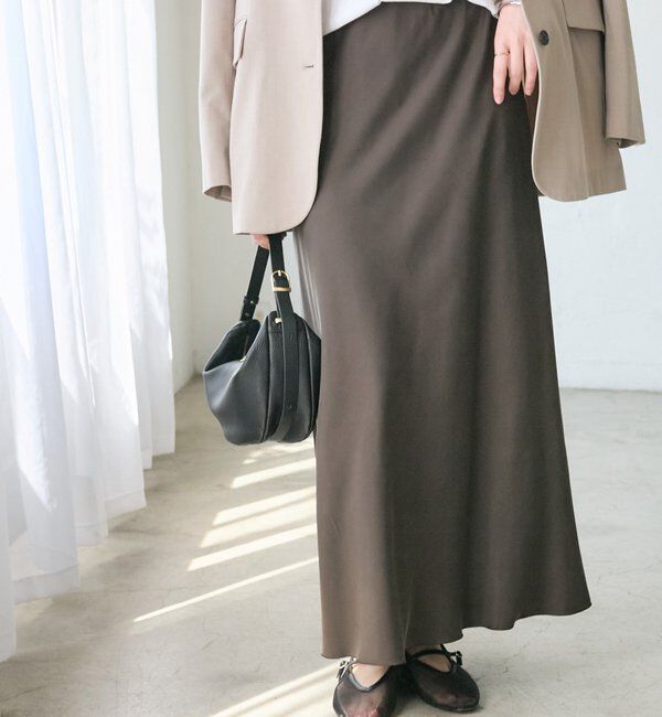  「【上品な揺れ感】キュプラ混バイアススカート」|スカート|ブラウン