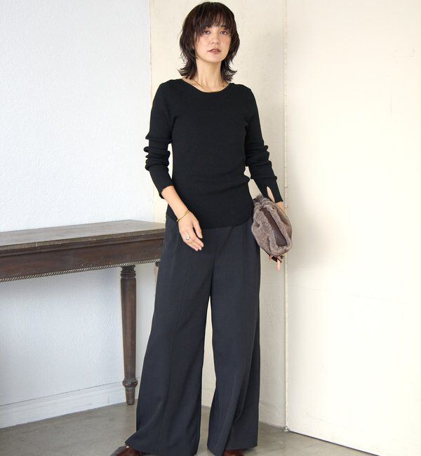  「【女性らしい抜け感】スクエア2WAYリブニット」|ニット・セーター|