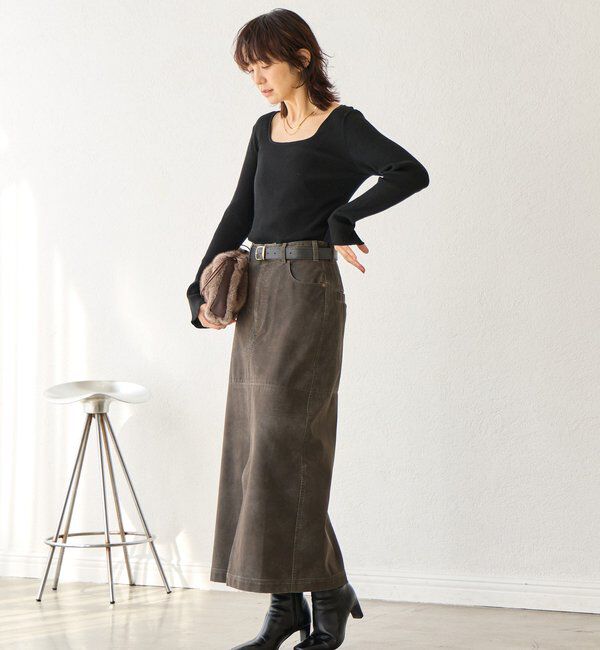  「【女性らしい抜け感】スクエア2WAYリブニット」|ニット・セーター|