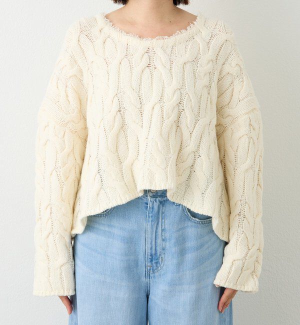  「【大人のこなれ感を演出】フリンジネックケーブルニット」|ニット・セーター|