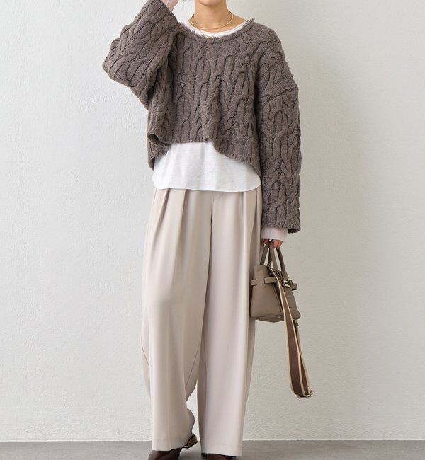  「【大人のこなれ感を演出】フリンジネックケーブルニット」|ニット・セーター|