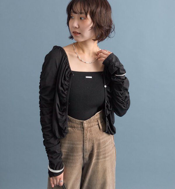  「スクエアネック シャーリングカーディガン」|Tシャツ・カットソー|