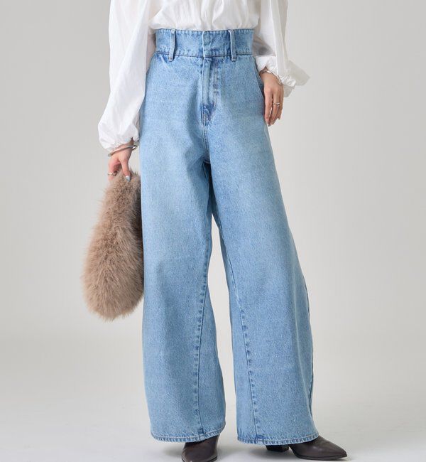  「【バックスタイルがポイント！新色ネイビー】バックシャンカーブデニム」|デニム|