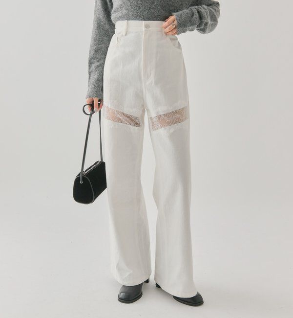  「レース切替デニム」|デニム|