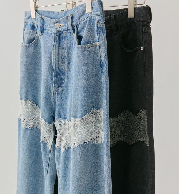  「レース切替デニム」|デニム|