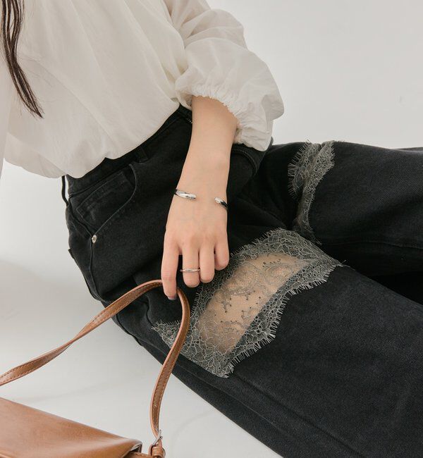  「レース切替デニム」|デニム|