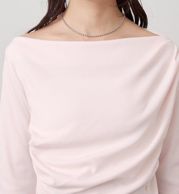  「チャーム付きオフショルリブロングTシャツ」|Tシャツ・カットソー|