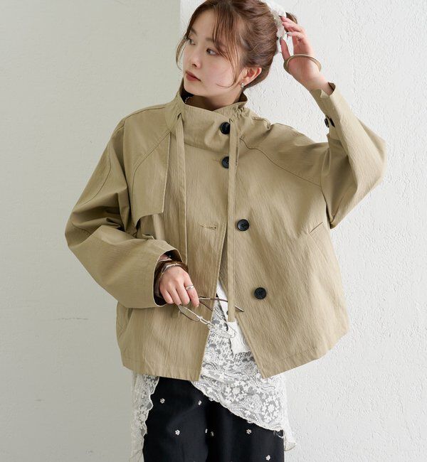  「スタンドカラーショートトレンチ」|トレンチコート|
