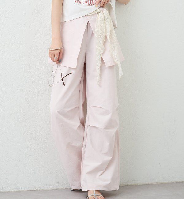  「ラップレイヤードカーゴパンツ」|チノ|ピンク