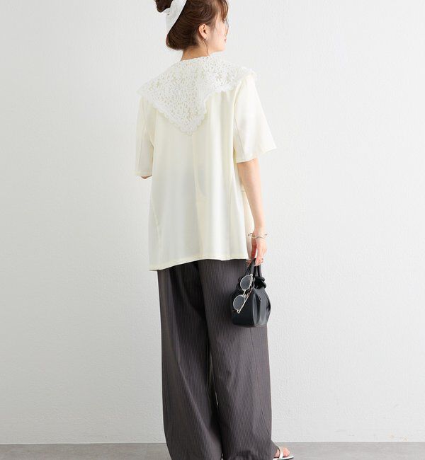  「レース付け襟半袖ジャケット」|テーラードジャケット|