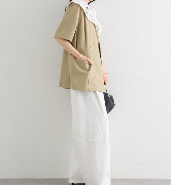  「レース付け襟半袖ジャケット」|テーラードジャケット|