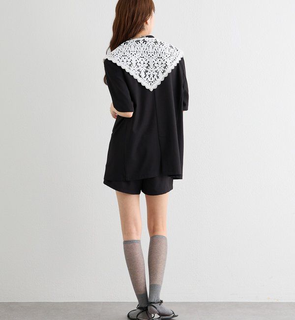  「レース付け襟半袖ジャケット」|テーラードジャケット|