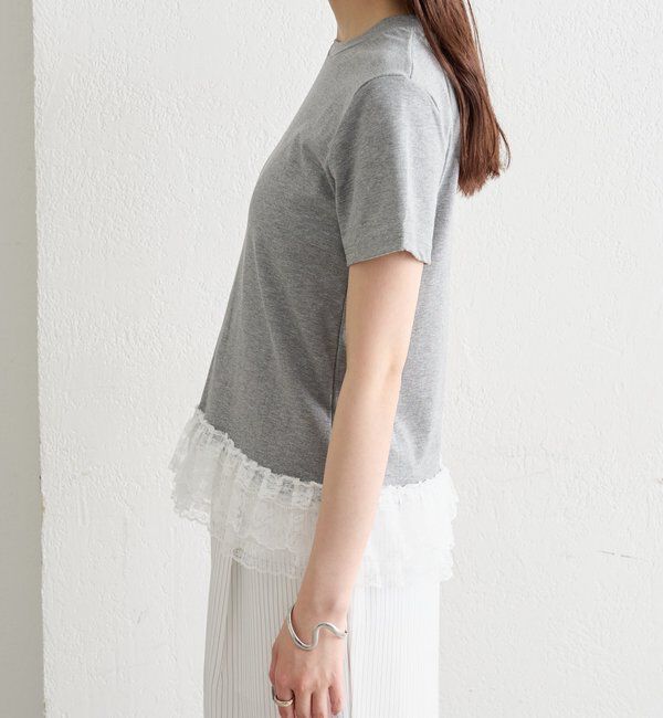  「裾レースドッキングTシャツ」|Tシャツ・カットソー|
