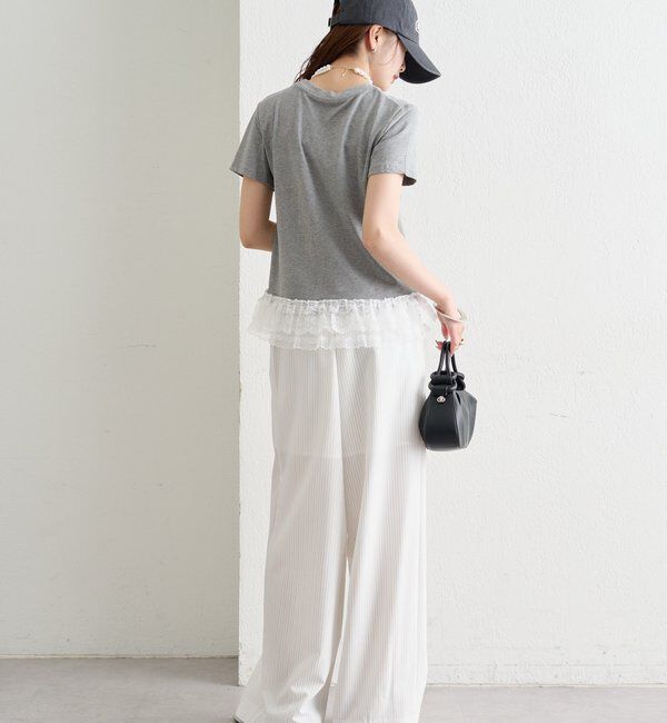  「裾レースドッキングTシャツ」|Tシャツ・カットソー|