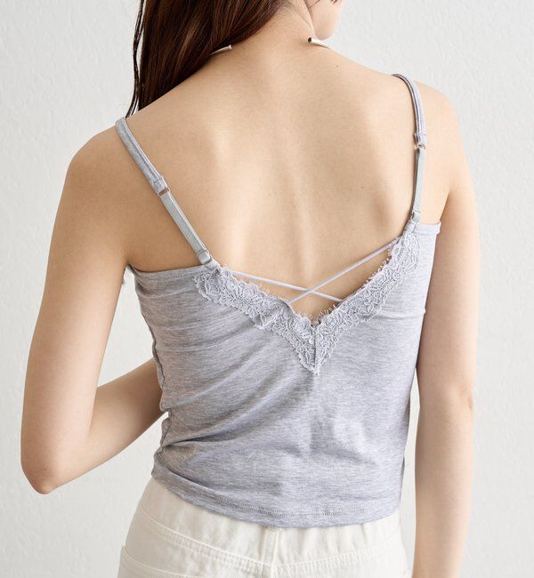  「パット付きレースアップキャミソール」|キャミソール|