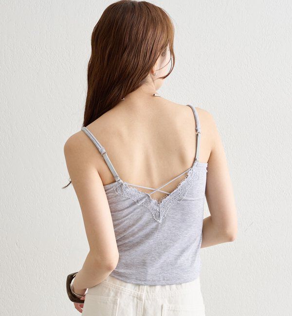  「パット付きレースアップキャミソール」|キャミソール|