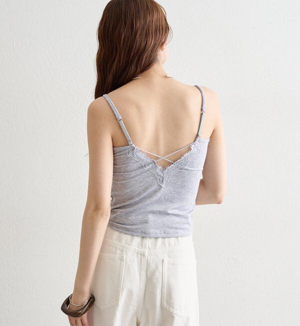  「パット付きレースアップキャミソール」|キャミソール|
