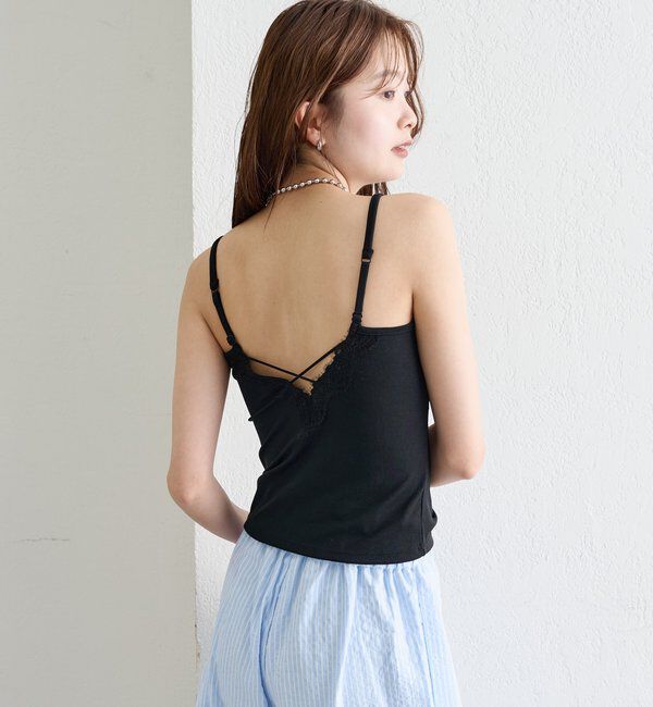  「パット付きレースアップキャミソール」|キャミソール|