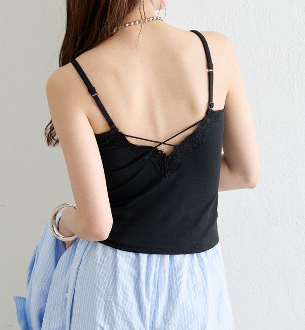  「パット付きレースアップキャミソール」|キャミソール|