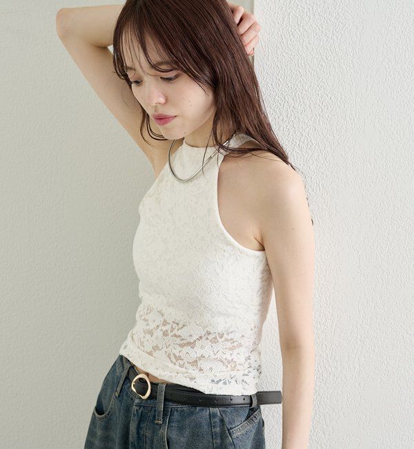  「パット付きレースアメスリキャミソール」|キャミソール|