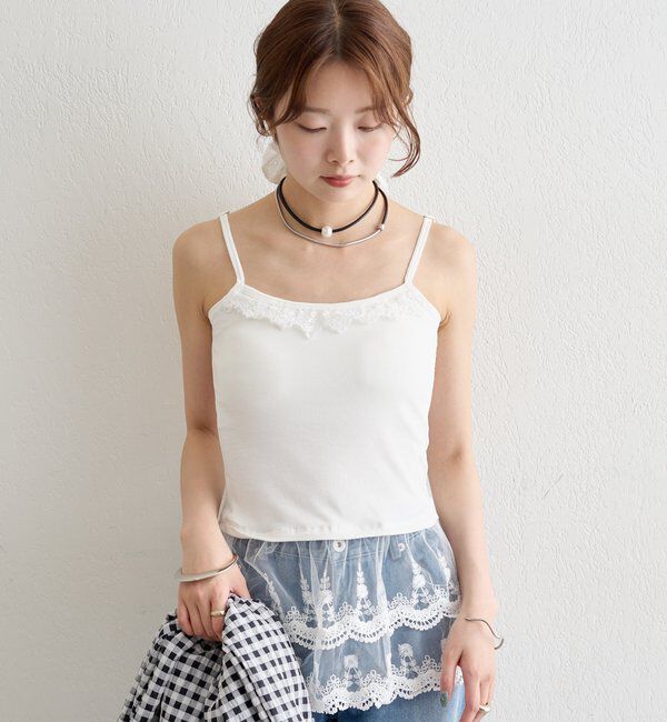  「パット付きレースティアードキャミソール」|キャミソール|