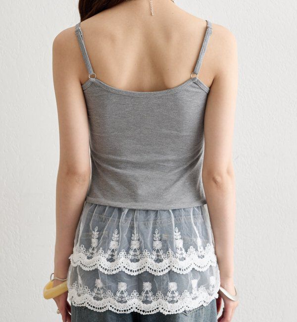  「パット付きレースティアードキャミソール」|キャミソール|