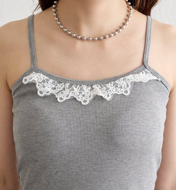  「パット付きレースティアードキャミソール」|キャミソール|