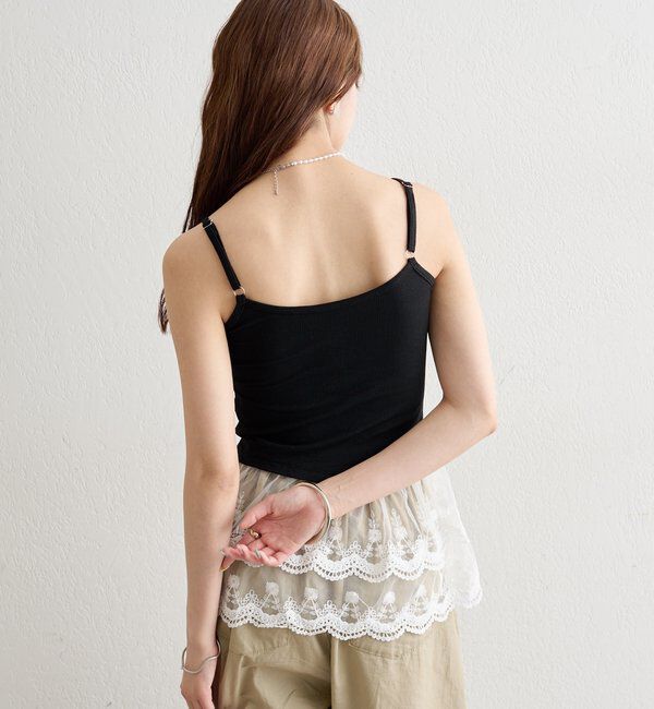  「パット付きレースティアードキャミソール」|キャミソール|
