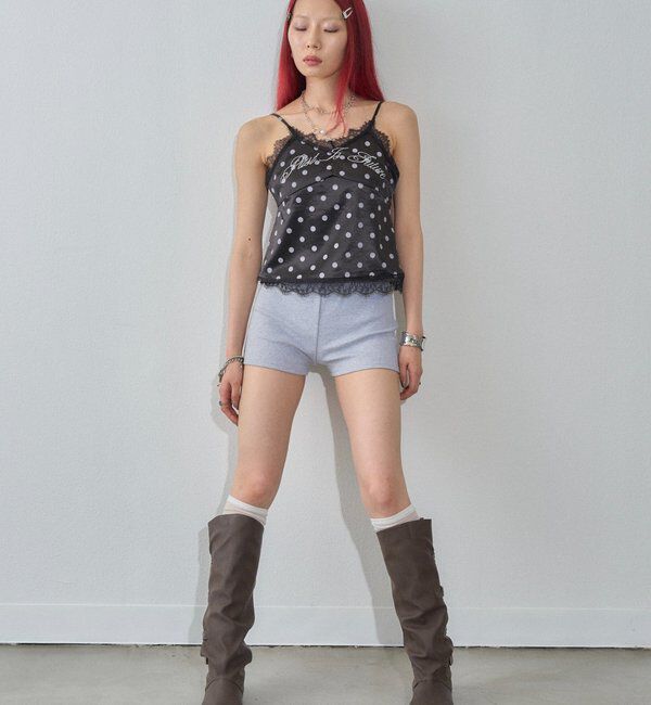  「刺繍ロゴサテンスリップキャミ」|シャツ・ブラウス|