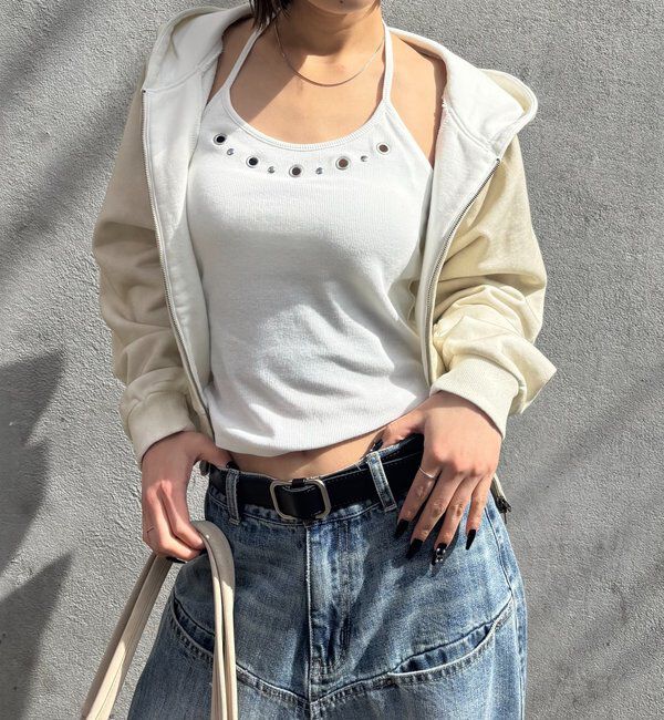  「カップ付きアイレットホルターキャミ」|キャミソール|