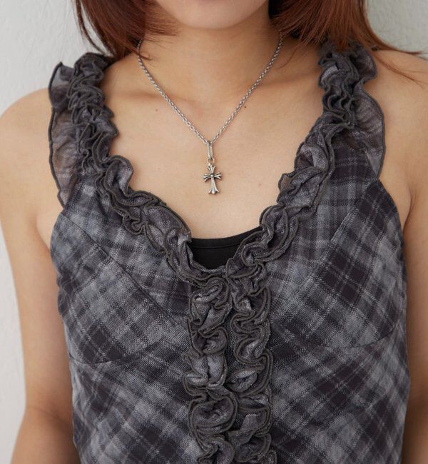  「センターフリルキャミ(チェック柄/ドット柄)」|キャミソール|