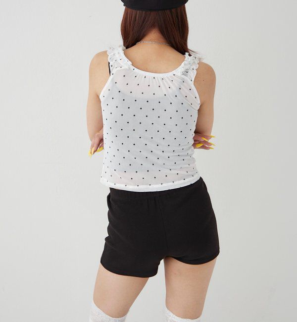  「センターフリルキャミ(チェック柄/ドット柄)」|キャミソール|