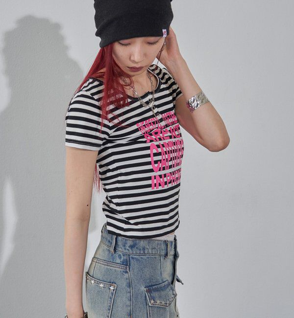  「【WEB限定】メッセージヘンリーリングドット TEE」|Tシャツ・カットソー|