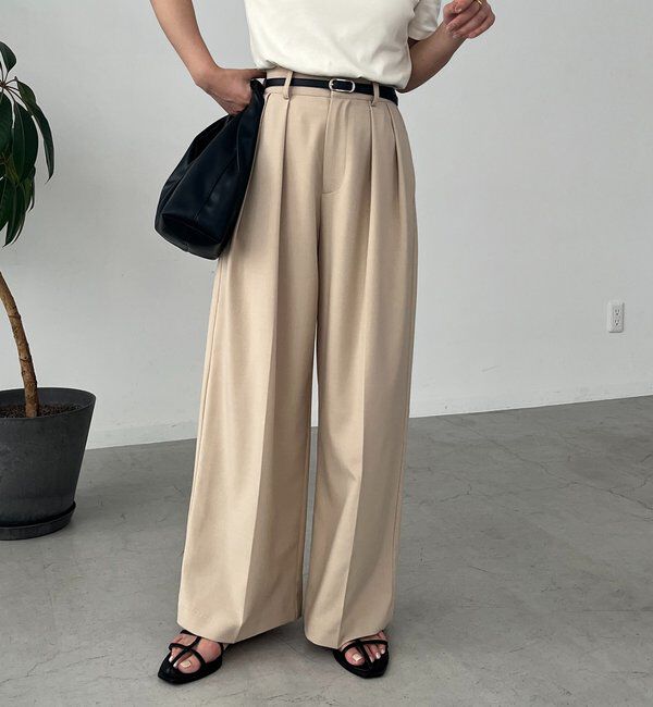  「【累計2万本突破！】【低身長・高身長サイズあり】2タックワイドパンツ」|チノ|