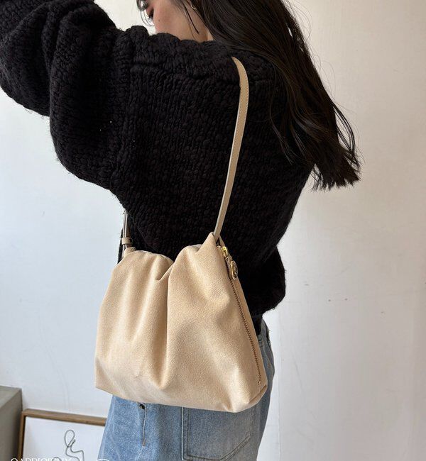  「【LE'MAGE&times;gemeilコラボ】スエードワンハンドルバッグ」|トートバッグ|エクリュ