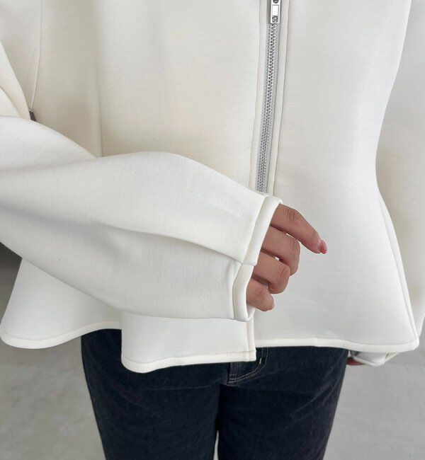  「【スタイルアップが叶う/伸縮性◎】ペプラムジップカーディガン」|Tシャツ・カットソー|