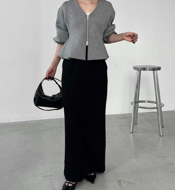  「【スタイルアップが叶う/伸縮性◎】ペプラムジップカーディガン」|Tシャツ・カットソー|