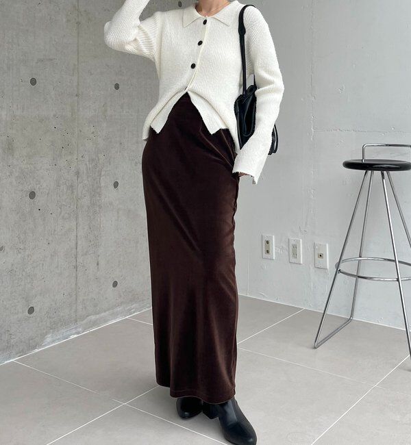  「【低身長サイズあり】ベロアIラインスカート」|スカート|