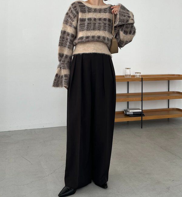  「チェックシャギープルオーバー」|ニット・セーター|