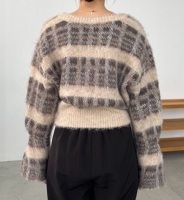  「チェックシャギープルオーバー」|ニット・セーター|