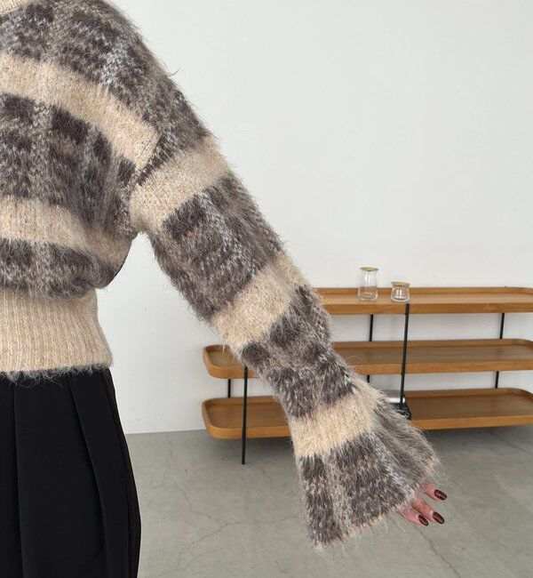  「チェックシャギープルオーバー」|ニット・セーター|